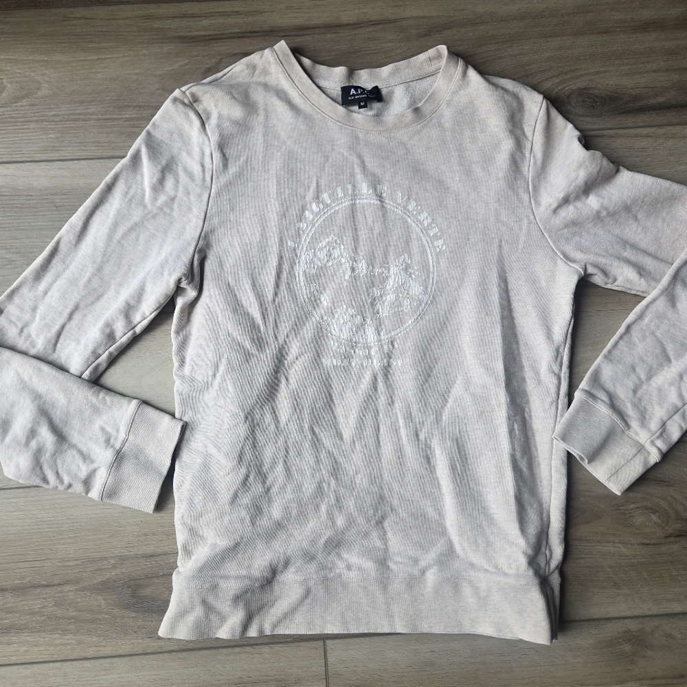 A.P.C. Women's Pale Beige‎ Crewneck Sweatshirt Rue Madame Pullover